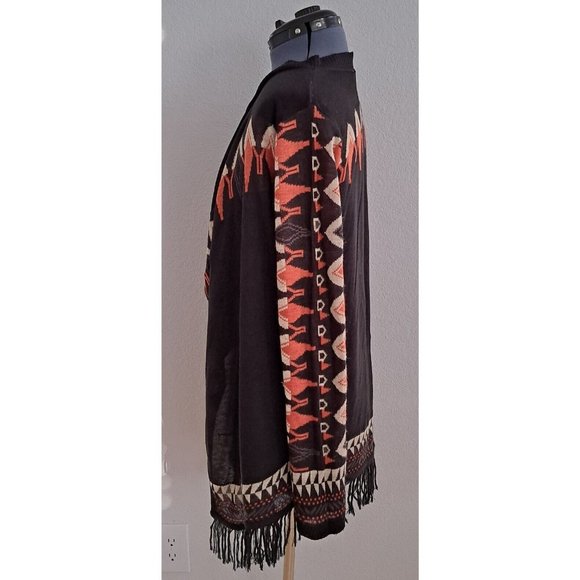 Womens Southwest Aztec Motif Knit Cardigan Sweater Sz L Browns. Say What? - Picture 6 of 10